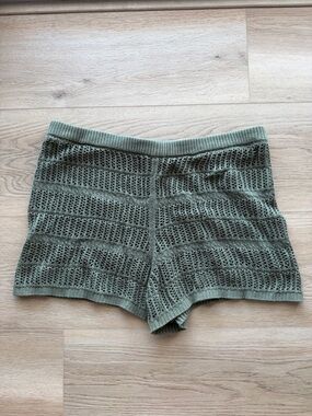 aerie Olive green Crochet Knit Swim cover up shorts. Size XL